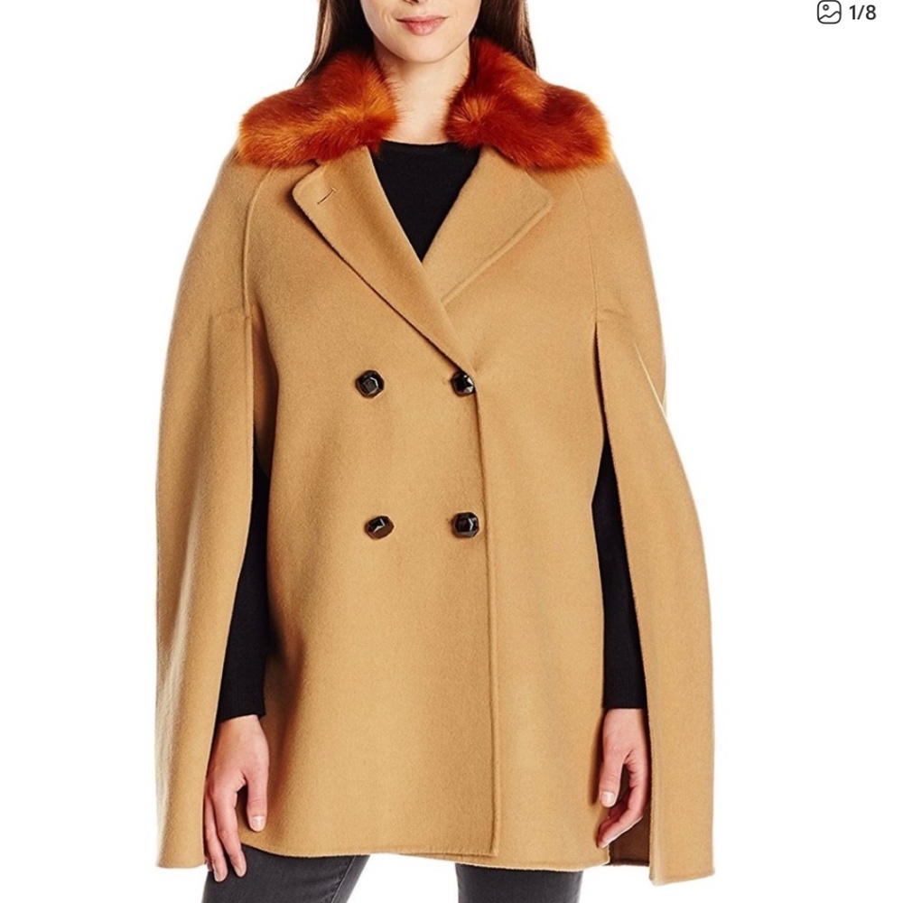 Nanette Lenore double faced wool blend cape fur